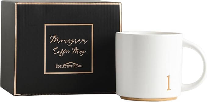 COLLECTIVE HOME - Monogram Ceramic Mugs, 15 oz Golden Initial Coffee Cups, Elegant Alphabet Tea Mugs, Elegant Personalized Mug with Gift Box, Luxurious Cups for Office and Home (l)-Ruum Studio Home