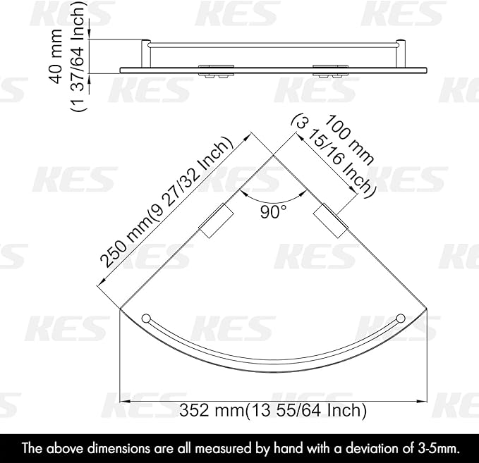 KES Glass Corner Shelf Bathroom Shelf Tempered Glass with Rail SUS 304 Stainless Steel Floating Wall Mount Bracket Brushed Gold, BGS2101A-BZ-Ruum Studio Home