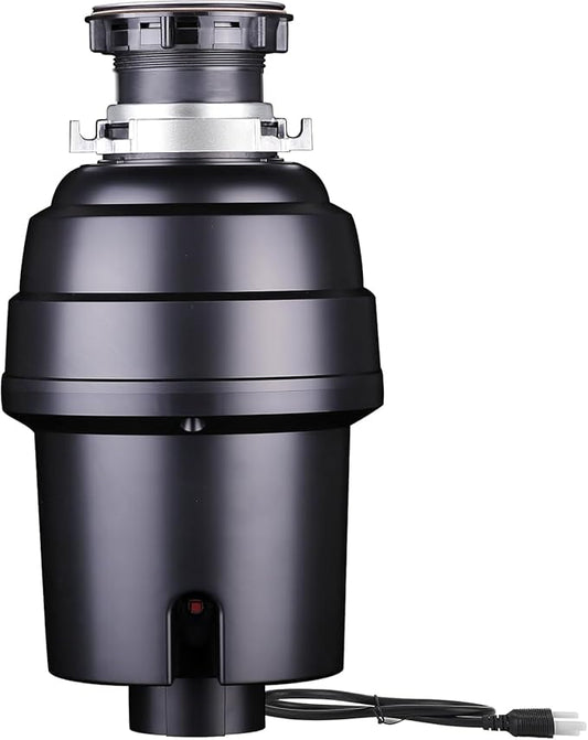 Powerful 1HP Stainless Steel Garbage Disposer, Dishwasher-Friendly and Continuous Feeding Waste Disposer, Grinding Material Four-Stage Grinding, Black-Ruum Studio Home