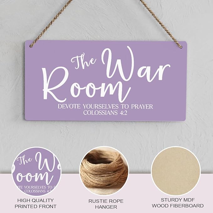 Purple Decor Rustic War Room Decor Christian Decoration Bible Verse Wood Decoration Sign Christian Scripture Printed Wood Sign Wall Art Religious Gifts Faith Based Gifts-Ruum Studio Home