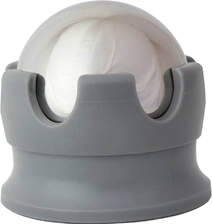 Cestari Stainless Steel Ice Hot Cold Roller for Pain Relief, Foot Massage Ball with Silicone Holder, HSA Muscle Roller, Gray-Ruum Studio Home