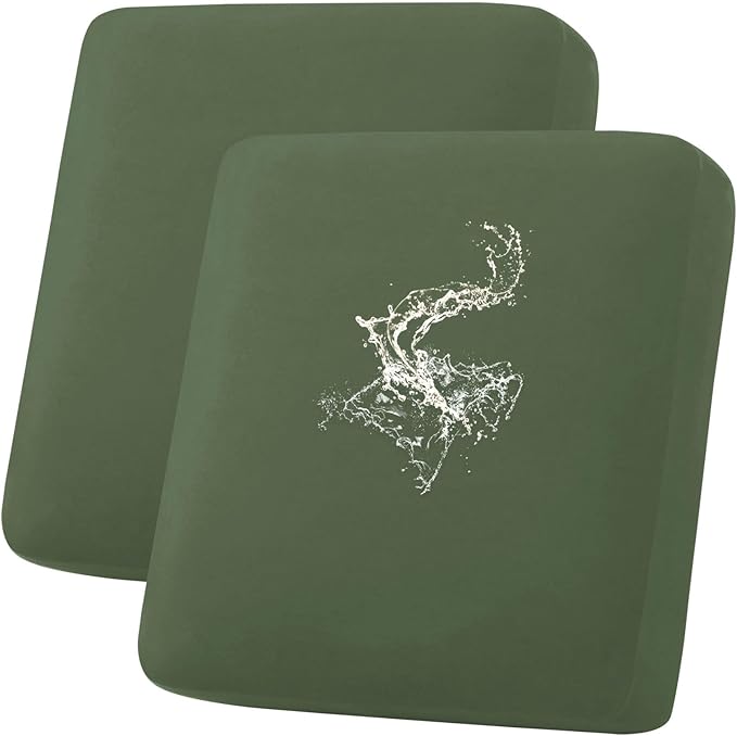 hyha Waterproof Couch Cushion Covers, Stretch Sofa Couch Seat Slipcover for Dog Washable, Non-Slip Waterproof Outdoor Cushion Covers for Patio Furniture Replacement (2 Pieces, Bronze Green)-Ruum Studio Home