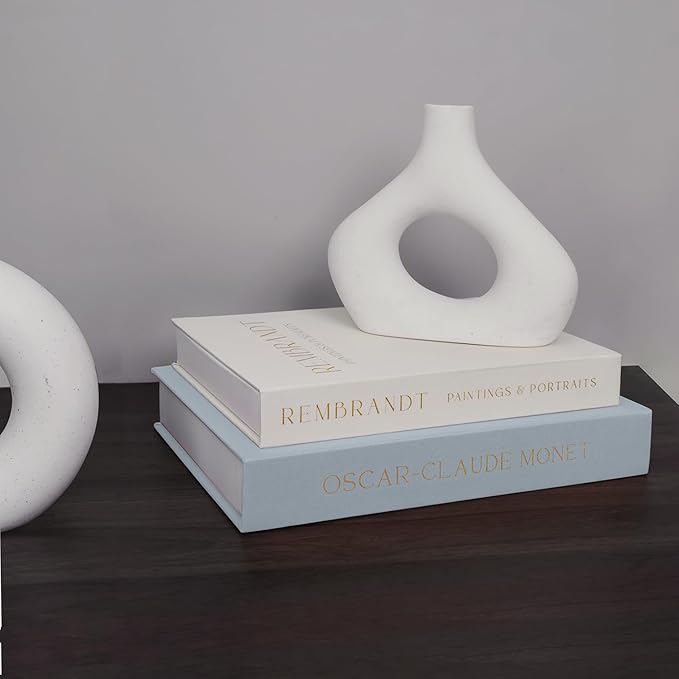 Linen Decorative Books for Home Decor,Set of 2 Aesthetic Faux Decor Book for Decoration,Fake Books for Bookshelf,Keepsake Storage Box (Blue & Beige)-Ruum Studio Home