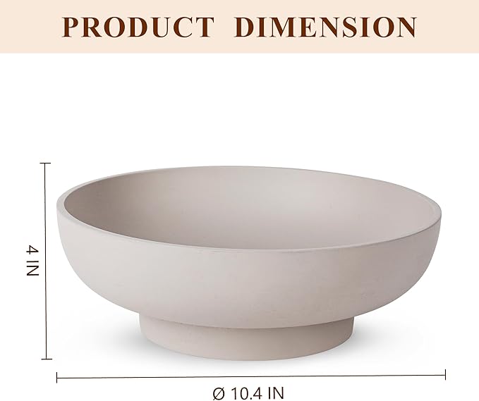 Large Decorative Concrete Bowl, Modern Handicraft Bowls for Home Decor, Decorative Fruit Bowl for Kitchen Counter, Stylish Key Bowl for Entry Table, Gray-Ruum Studio Home