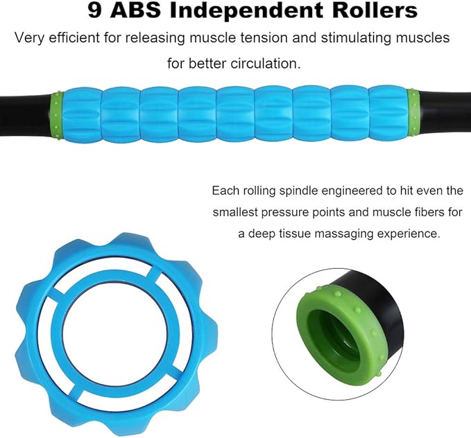 Yansyi Muscle Roller Stick for Athletes - Body Massage Roller Stick - Release Myofascial Trigger Points Reduce Muscle Soreness Tightness Leg Cramps & Back Pain for Physical Therapy & Recovery (Blue 2)-Ruum Studio Home