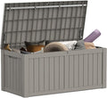 Mars Villa 119 Gallon Outdoor Storage Box Waterproof, Large Resin Deck Box for Pool Supplies Storage, Outdoor Patio Furniture Cushions, with Hydraulic Hinge, UV-Resistant and Weatherproof, Greige-Ruum Studio Home