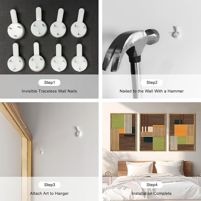 Large Modern Abstract Wall Art Set Minimalist Line Wood Wall Decor Neutral Brown Art Decor Colorful Geometric Wooden Wall Sculptures for Living Room Bedroom Office-16x24Inchx3-Ruum Studio Home