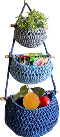 Hanging Fruit Basket, 3 Tier Cotton Macrame Produce Basket for Kitchen, Indoor Planter Hangers.-Ruum Studio Home