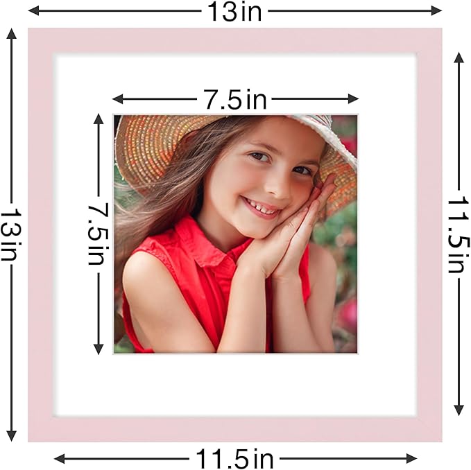 Vittanly 12x12 Picture Frame Set of 9 - Display 8x8 Photos with Mat or 12x12 Without Mat, Wall Mount Frames for Home Decor, Horizontal or Vertical (Pink)-Ruum Studio Home