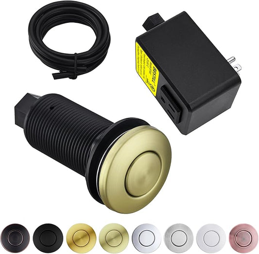 BESTILL Garbage Disposal Air Switch Kit - Brushed Gold Garbage Disposals Button, 3.6” Long Sink Top On/Off Push Button for Waste Disposer, Brass Made Cover, UL Listed, Compatible with all Disposers-Ruum Studio Home