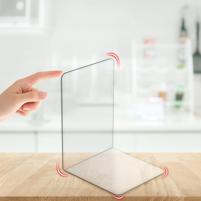 Lulonpon 6 Pieces Book Ends, Bookend, Books Ends for Shelves, Books Ends for Heavy Books, Clear Bookends, Acrylic Bookends for School, Library,Desktop Organizer and Book Shelves-Ruum Studio Home