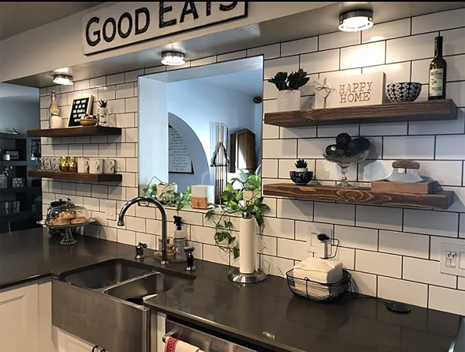 joelsantiques - 36 Inch Wooden Floating Shelves for Wall - 36x8x2 in - Made of Natural Wood - Heavy Duty Rustic Wall Shelves for Bedroom - Perfect for Living Room, Kitchen - Medium Brown-Ruum Studio Home