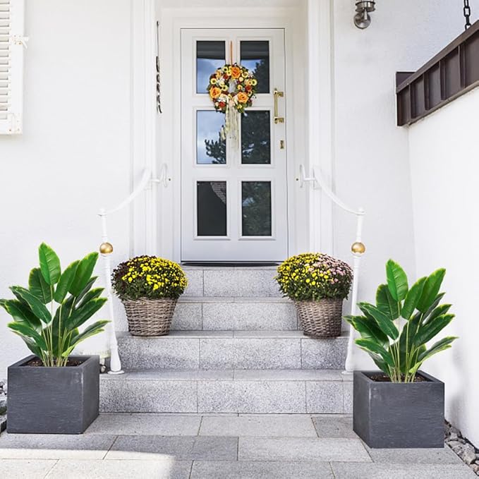 Melorca&Guilla Artificial Plants 2PCS 30“Artificial Bird of Paradise Plants,Faux Banana Tree,Fake Plants Tropical Greenery Shrubs Bushes for Garden Porch Window Box Shop Office Home Décor-Ruum Studio Home