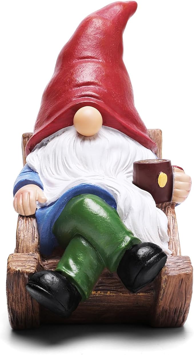 Solar Garden Gnomes Outdoor Statue with Solar Lights,7.1“ Figurine Lights Solar Garden Yard Decorations Outdoor Decorations for Patio,Yard,Lawn Ornament，Mom Gift Unique Housewarming Gifts-Ruum Studio Home