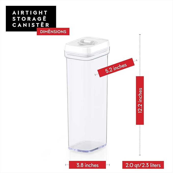 DWËLLZA KITCHEN Pasta Storage Containers for Pantry - Set of 2 White Airtight Spaghetti Container Storage - Ideal for Spaghetti & Noodles, Kitchen Pantry Organization and Storage, Keeps Food Fresh-Ruum Studio Home