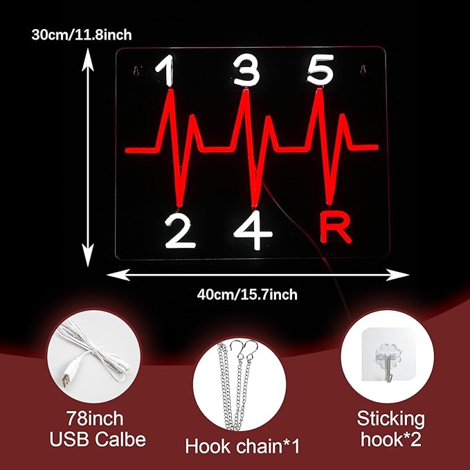 Shift Neon Sign for Wall Decor LED Manual Gearbox Neon Light Dimmable USB Car Gearbox Light Up Sign for Garage Parking lot Car Club Gifts for Father Husband Car Lovers(15.7 * 11.8In)-Ruum Studio Home