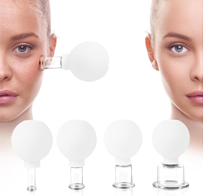 Meifuly Facial Cupping Set, 4 PCS Silicone Vacuum Suction Face Massage Cups, Skin Tightening Kit for Eyes, Face and Body (White)-Ruum Studio Home