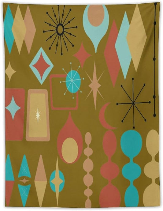 ICMOLYYENLO Boho Medieval Cat Tapestry, Abstract Atomic Starburst Geometric Aesthetic Art Wall Hanging For Bedroom Living Room Dormitory 50x60 Inches-Ruum Studio Home