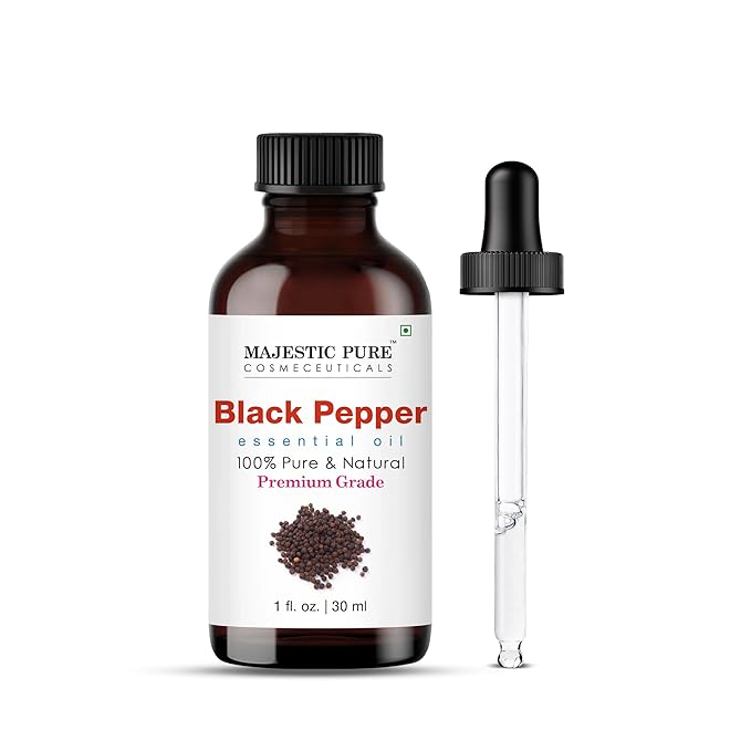 Majestic Pure Black Pepper Essential Oil with Glass Dropper - 1 Fl Oz - 100% Pure and Natural Black Pepper Oil - Premium Grade Essential Oils for Diffuser, Aromatherapy, Soap and Candle Making-Ruum Studio Home
