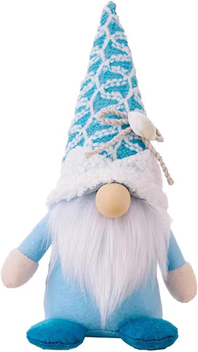 Summer Gnomes Decorations, Beach Gnomes Plush Decor for Home Ocean Day Gnome Tiered Tray Decor Handmade Tomte Swedish Nisse Scandinavian Elf Dwarf,Birthday Gnome Gifts, Blue-Ruum Studio Home