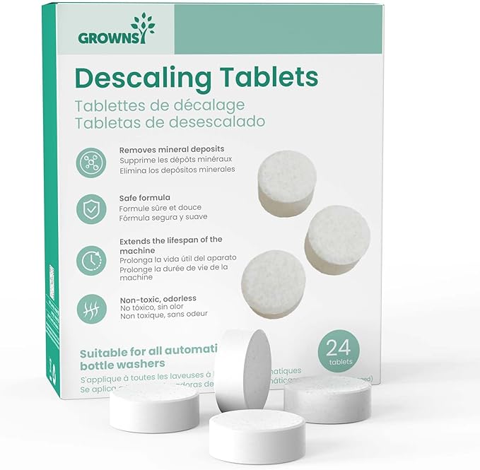GROWNSY Descaling Tablets Descaler, 24 Descaling Tablets Compatible with Momcozy, Baby Brezza Bottle Washer, Effective for Bottle Washer, Warmer, Sterilizer, Formula Maker-Ruum Studio Home