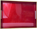 Large Red Decorative Tray, Serving Tray with Handles, Plastic Coffee Table Tray for Ottoman, Living Room, Bathroom, Decor. 15.7” x 11.8” x1.6”-Ruum Studio Home