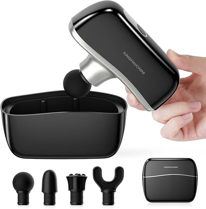 KingPavonini Mini Massage Gun with All-in-One Storage Case, FSA HSA Eligible, Pocket-Sized Small Massage Gun Deep Tissue, 0.5 lbs Portable Percussion Massager for Travel, Gym, Gift for Women Men-Ruum Studio Home