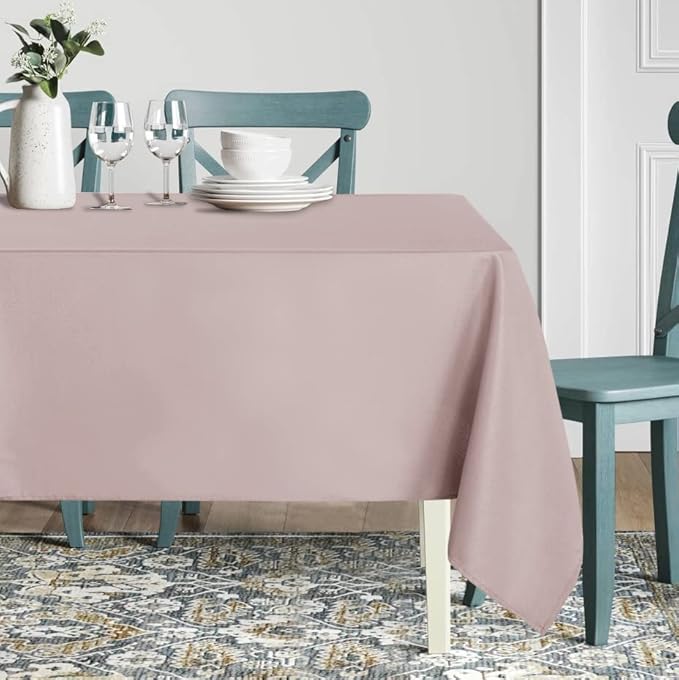 sancua Rectangle Tablecloth - 70 x 120 Inch - Stain and Wrinkle Resistant Washable Polyester Table Cloth, Decorative Fabric Table Cover for Dining Tables, Buffet Parties and Camping, Blush-Ruum Studio Home