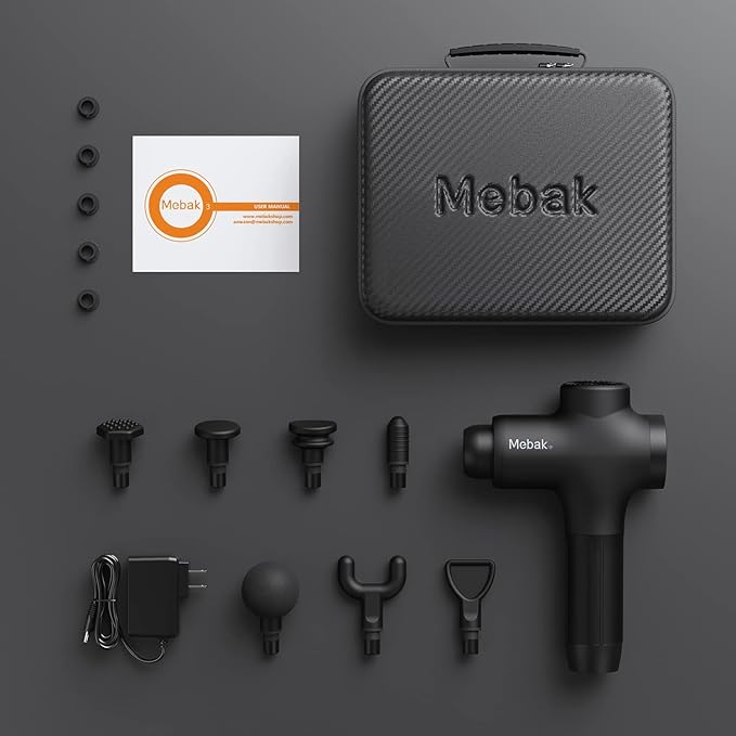 Mebak 3 Massage Gun, Massage Gun Deep Tissue for Athletes, Professional Muscle Percussion Massage Gun,Massager Gun for Shoulder Leg Back Body Pain Relief,Quiet Portable Sport Massager, Gifts for Him-Ruum Studio Home
