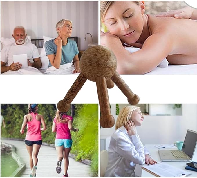 Wooden Trigger Point Massage Tool,Spider Shape 5 Legs Massager,Scalp Massager Scraping Tool for Back,Neck,Shoulder and More-Ruum Studio Home