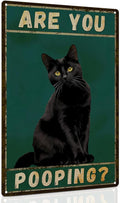 ALKB Funny Black Cat Sign Are You Pooping Metal Signs Black Cat Gift Vintage Bathroom Wall Decor 8 x 12 Inch-Ruum Studio Home