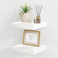 8 Inch Deep Floating Shelves White, Rustic Wood Floating Shelf for Home Decor, 8 x 8 Inch Square Wall Shelves, Wooden Storage & Display Shelves for Kitchen, Bathroom, Living Room, Set of 2-Ruum Studio Home