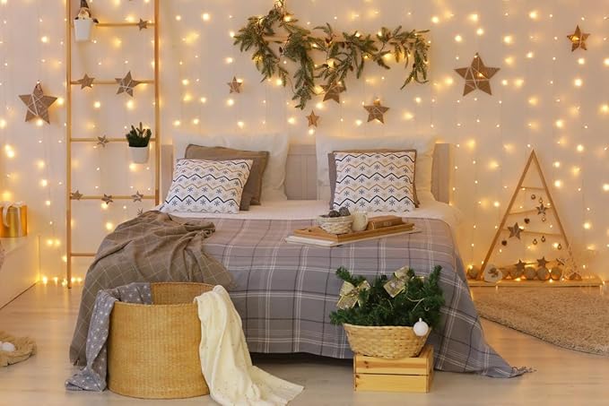 Lighting EVER 594 LED Curtain Lights, 20 x 10 ft Plug in Hanging Fairy String Lights, Wedding Party Backdrop Lights, Window Twinkle Lights for Wall, Patio, NOT Connectable (27 Strings, 9" Apart)-Ruum Studio Home