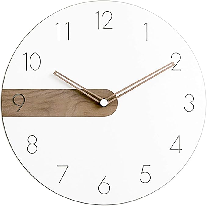 Stephanie Imports Modern Minimalist Exposed Wood Silent Wall Clock (Numerical)-Ruum Studio Home