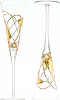 Victoria Barcelona Champagne Flute Set of 2 – 7.5 oz Mouth‑Blown Golden Luster Glass | Hand‑Painted with Real Gold Dust, Gaudí & Murano Inspired | Artistic Premium Gift Ideas for Her or Him-Ruum Studio Home