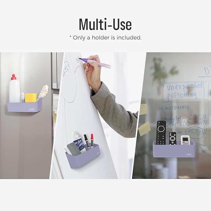 loukin Magnetic and Adhesive Marker Holder, Dry Erase Accessory Tray, Magnetic Storage Organizer for Whiteboard, Glass or Refrigerators (Purple)-Ruum Studio Home