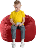 Bean Bag Chairs for Kids - Memory Foam Furniture BeanBag Chair - Kids/Teens Sofa with Soft Micro Fiber Cover - Round Fluffy Couch for Living Room Bedroom College Dorm - 2.5 ft, Red-Ruum Studio Home