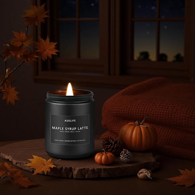 Fall Candle-Maple Syrup Latte Scented Candles for Home Decor, 7 oz Natural Soy Wax, Sweet & Cozy Autumn Candle, Aromatherapy Candles Gift for Coffee Lovers & Thanksgiving-Ruum Studio Home