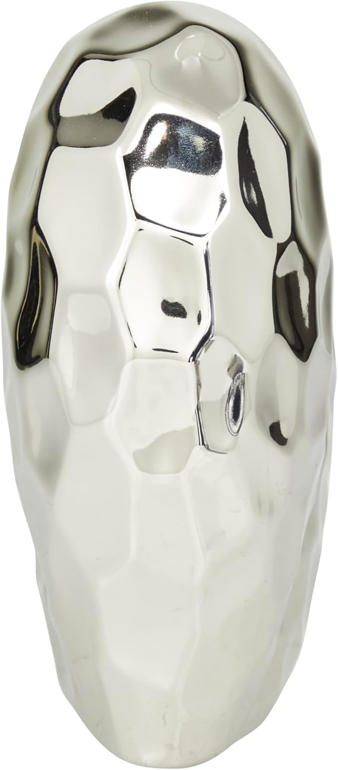 Deco 79 Porcelain Ceramic Heart Decorative Sculpture Dimensional Angled Origami Inspired Home Decor Statue, Accent Figurine 8" x 3" x 8", Silver-Ruum Studio Home