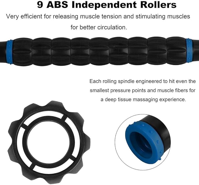 Yansyi Muscle Roller Stick for Athletes - Body Massage Stick - Release Myofascial Trigger Points Reduce Muscle Soreness Tightness Leg Cramps & Back Pain for Physical Therapy & Recovery (Blue 1)-Ruum Studio Home