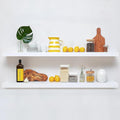 Homeforia Floating White Shelf 60 inches, High End Solid Real Wood 60inch Long Floating Shelves for Wall Mounted, White Wooden 60in Floating Shelves, Heavy Duty Bracket, 60 X 6.5 X 1.75 inch, Set of 2-Ruum Studio Home
