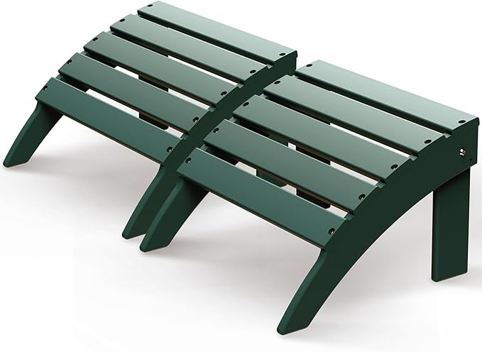 GREENVINES Adirondack-Ottoman | Set of 2 | HDPE Plastic | Outdoor Footrest | All Weather | Foot Rest | Foot Stool | Forest | for Adirondack Chair | for Patio Backyard Pool-Ruum Studio Home