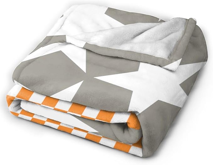 HGOD DESIGNS Tennessee Throw Blanket Ultra Soft Warm All Season Tennessee Orange Grey Star Flag Decorative Fleece Blankets for Bed Chair Car Sofa Couch Bedroom 40"X50"-Ruum Studio Home