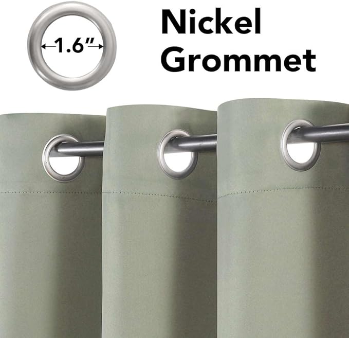 H.VERSAILTEX Blackout Room Darkening Thermal Insulated Grommet Window Curtain for Living Room, Light Sage,52x63-inch,Sold by 2 Panels-Ruum Studio Home