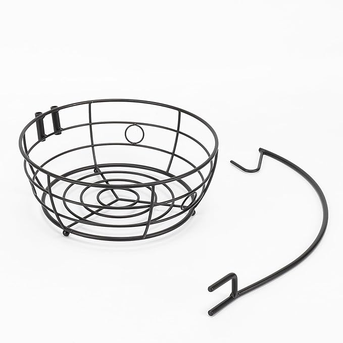 Livabber Countertop Fruit Basket Bowl with Banana Hanger, Modern Standing Fruit Vegetable Bowl Storage, with Banana Tree Holder for Kitchen Dinning Table (Round Metal, Black)-Ruum Studio Home