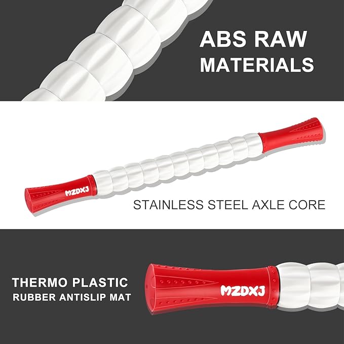 Muscle Roller Stick for Athletes - Deep Tissue Fascia Blaster & Roller Massager for Myofascial Pain Relief - Handheld Physical Therapy & Recovery Tool(Red White-20 inch)-Ruum Studio Home