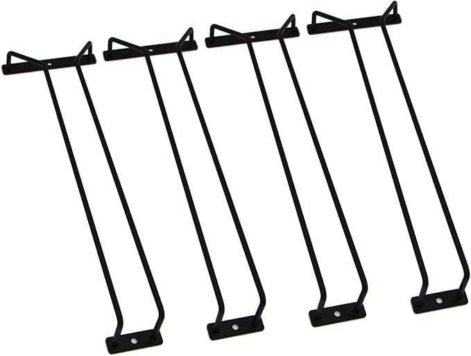 14-Inch Black Wine Glass Rack, Under Cabinet Wine Glass Holder Stainless Steel Stemware Rack - Hanging Stemware Holder for Cabinet Kitchen Bar, Set of 4-Ruum Studio Home
