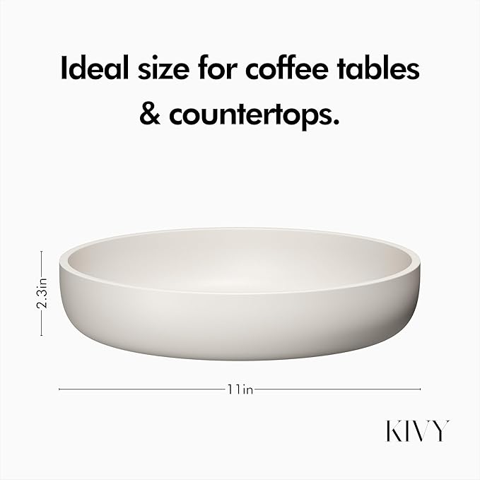 KIVY Concrete Fruit Bowl for Kitchen Counter - Large Decorative Bowl for Home Decor - Modern Fruit Basket for Entryway Table - Concrete Bowl - Decorative Bowls for Home Decor - White Fruit Bowl Decor-Ruum Studio Home