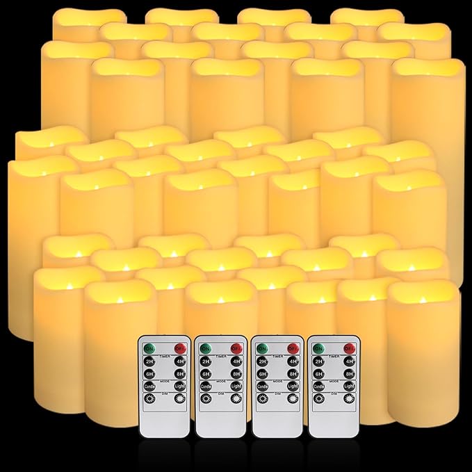48-Pack LED Flameless Candles with Remote Control - Perfect for Home, Parties, and Special Occasions - Create a Magical Ambiance Effortlessly(Three Sizes)-Ruum Studio Home