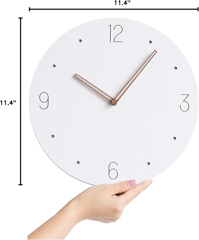 Stephanie Imports Modern Minimalist Wood on White Silent Wall Clock-Ruum Studio Home